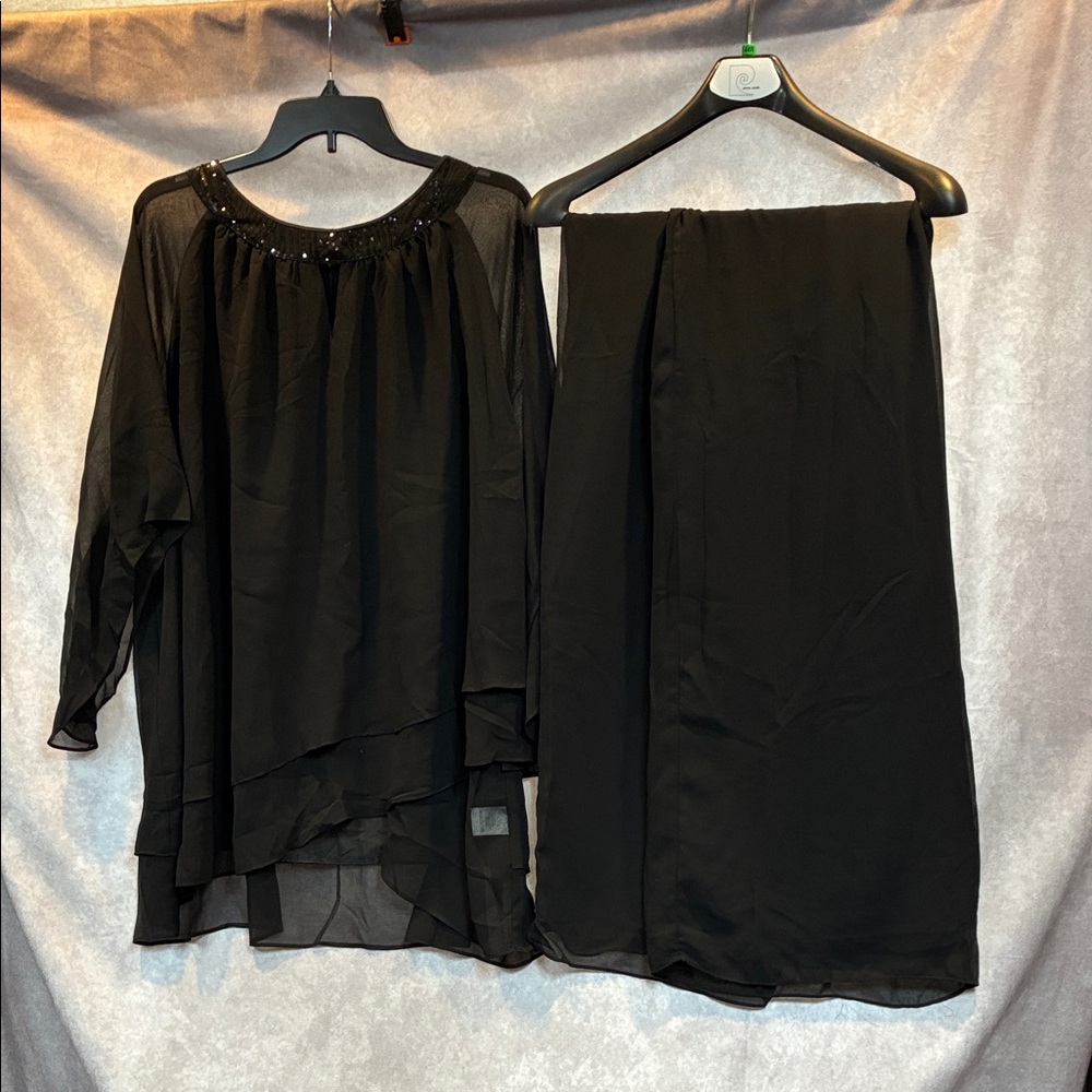 Black Mother of the Bride Pants Set - Elegant Evening Wear